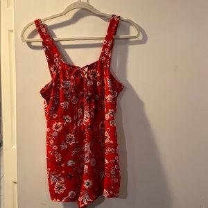 Red Floral Romper